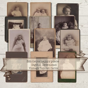 DIGITAL - Vintage Baby Cabinet Cards - Junk Journal - Scrapbooking - Cards - Baby Ephemera