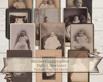 DIGITAAL - Vintage kaarten babykast - Junkjournaal - Scrapbooking - Kaarten - Efemere baby