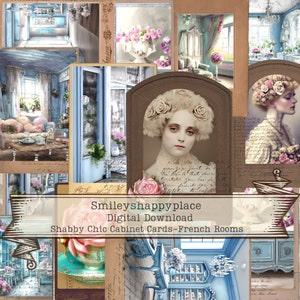 DIGITAL Shabby Chic Cabinet Cards, Junk Journal Ephemera, Tags, 11 sheets printable vintage, scrapbook cards, collage, Ephemera Printable