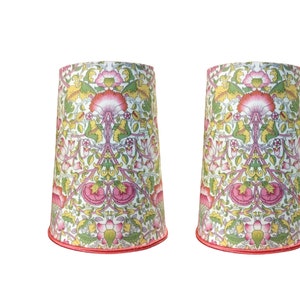 pair of clip-on lampshades 14cm cotton printed &quot;Lodden&quot; by William Morris