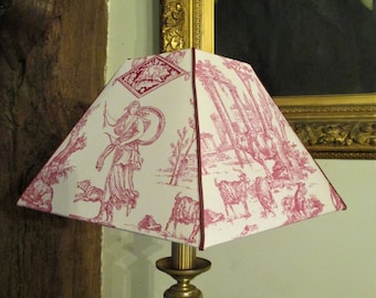 pyramid lampshade cotton with black and off-white toile de Jouy patterns: variations on the mythological theme of Diana the Huntress