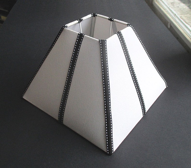 Black And White Lamp Shade Pyramid 20cm 8 In Black Etsy