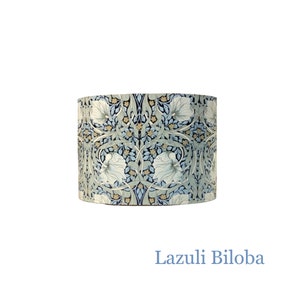 Drum shade printed cotton William Morris Burnets and blue and green poppies