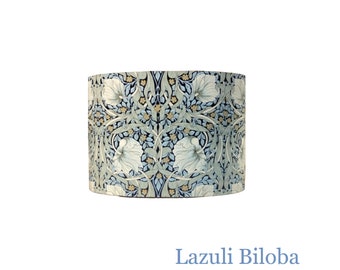 Drum shade printed cotton William Morris Burnets and blue and green poppies