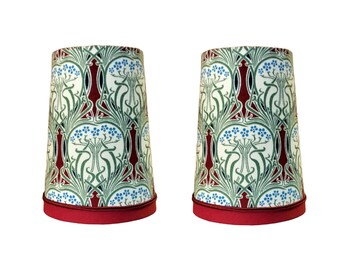 pair of clip-on lampshades flame clamp 14cm cotton printed Ianthe blue from Liberty of London