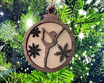 Yoga Dancer Pose Ornament: Wood Christmas Tree Decoration