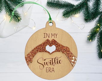 Showgirl Era Ornament – Glam Pop Concert Christmas Decor – Eras Inspired Wooden Holiday Ornament – Gift for Pop Music Fans