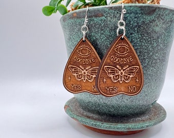 Mystical Ouija Planchette Earrings | Lightweight Wood Earrings | Unique Boho Inspired Jewelry | Hypoallergenic Wires | Gift for Her