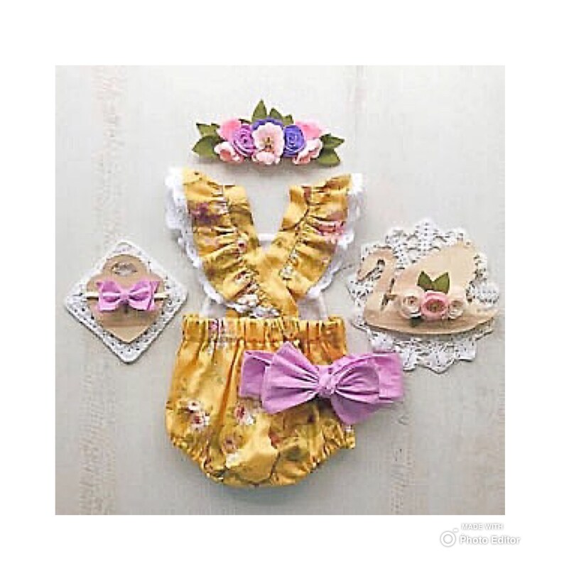 Baby Vintage Style Romper Girls Floral Romper Baby Dress /& Headband Baby Outfit Thanks Giving Outfit Baby Girl Romper Baby Shower Gift