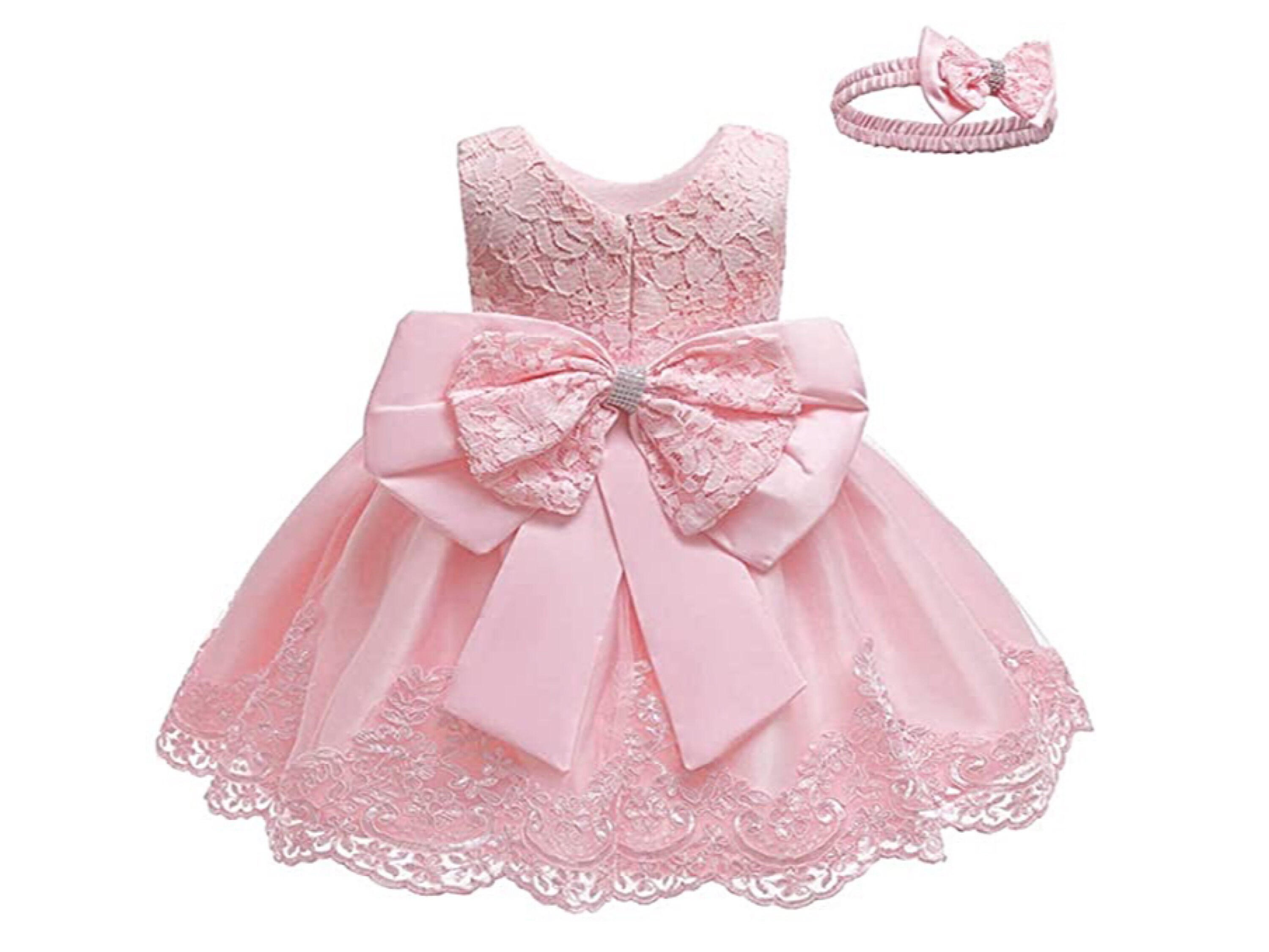 Girls Pink Bow Dress Baby Dress Flower Girl Dress Baby Etsy