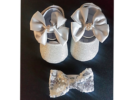 newborn silver shoes