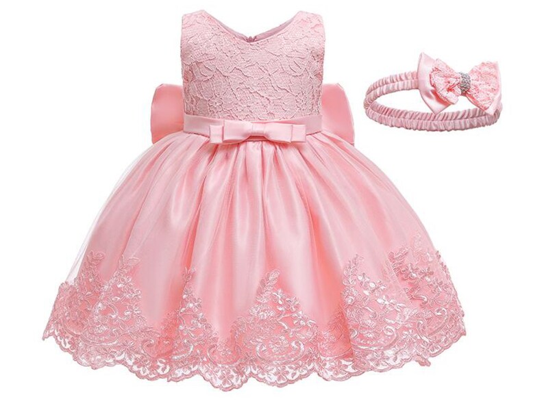Girls Pink Bow Dress Baby Dress Flower Girl Dress Baby Etsy