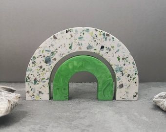 Terrazzo Rainbow, Speckled Jesmonite Arches, Unique Home Shelf Decor, Housewarming Gift, Gift for Her