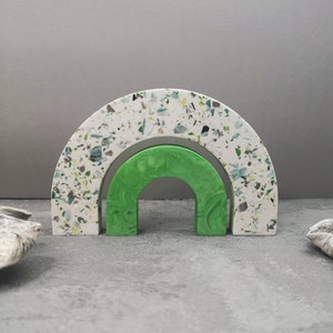 Terrazzo Rainbow, Speckled Jesmonite Arches, Unique Home Shelf Decor, Housewarming Gift, Gift for Her image 1