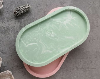 Pastel Cloud Oval Tray, Decorative Trinket Tray Marbled in Pastel Pink, Blue or Green, Candle Stand, Jewellery Dish, Mother's Day Gift