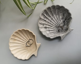 Shell Trinket Tray // Oyster dish, natural beach decor, neutral shell bowl, candle tray, marbled ring dish, seaside theme