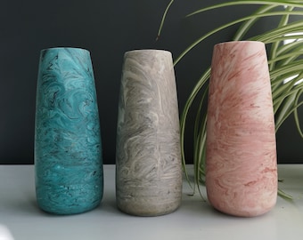 Marbled Bud Vase // Eco Resin Stem Vase, Small Jesmonite flower vase, Posy vase, Unique Home decor