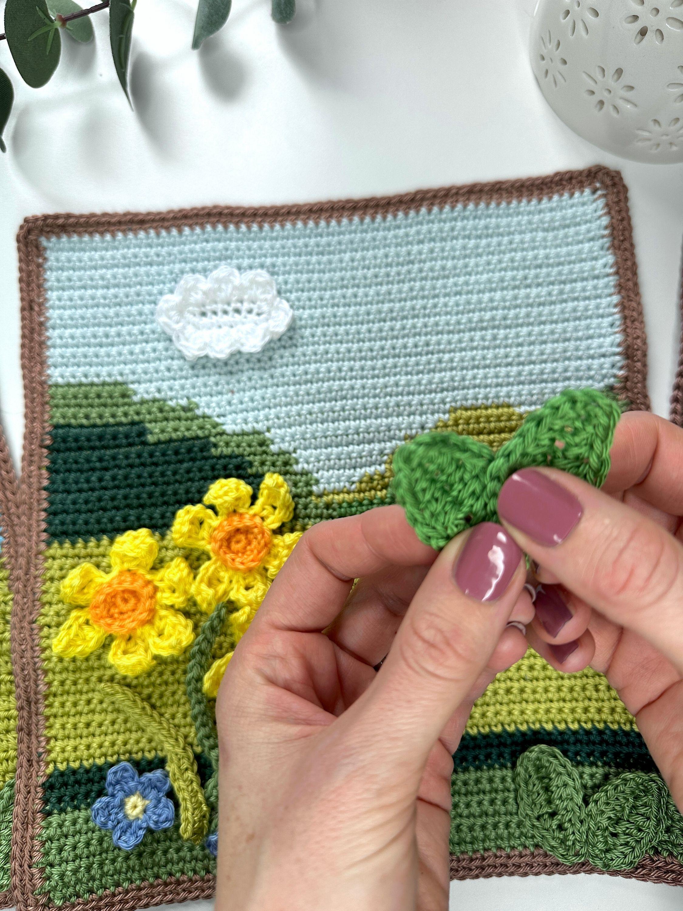 CROCHET PATTERN & VIDEO: Spring Landscapes Crochet Picture With 3 ...