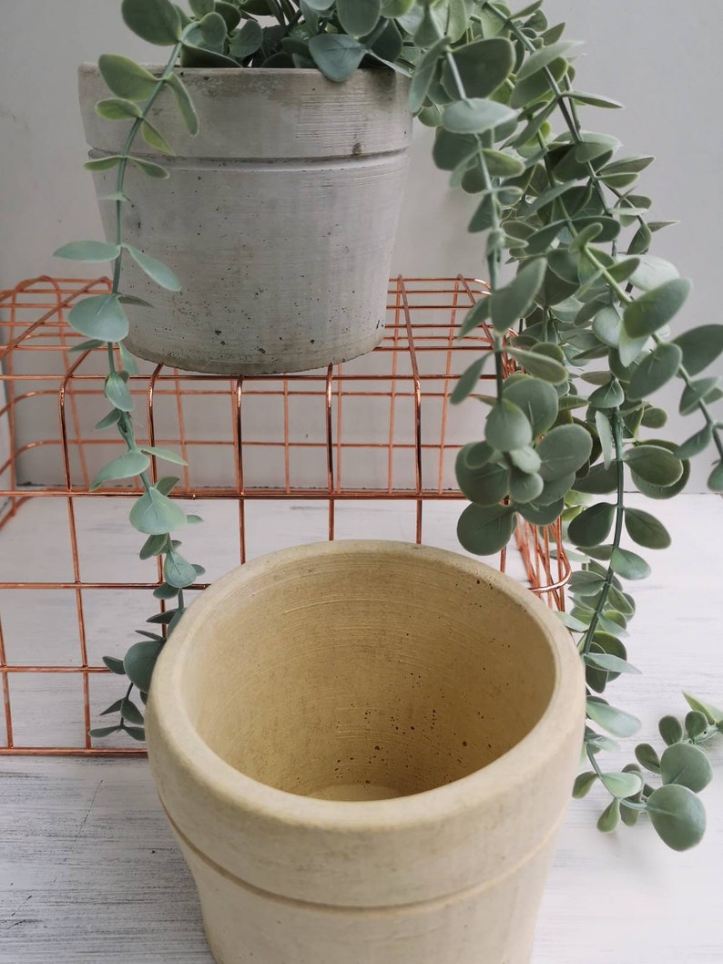 Rustic Concrete Planter, Stripe Pot, Organic Grey or Cream Planter, Outdoor Wedding Decor, Natural Conservatory or Home Decor, Botanic Gift image 6