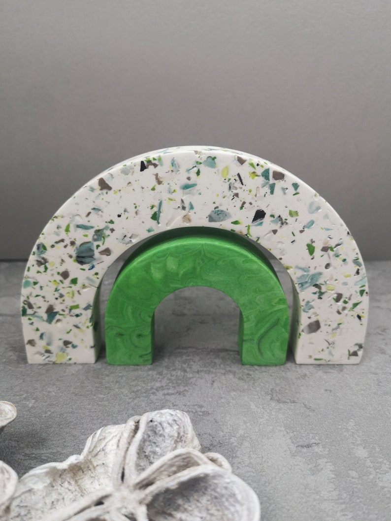 Terrazzo Rainbow, Speckled Jesmonite Arches, Unique Home Shelf Decor, Housewarming Gift, Gift for Her image 5