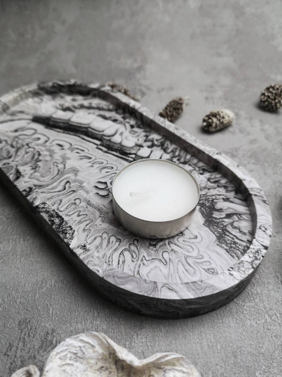 Home & Living Decorative Trays Decorative Tray Grey & White Marble