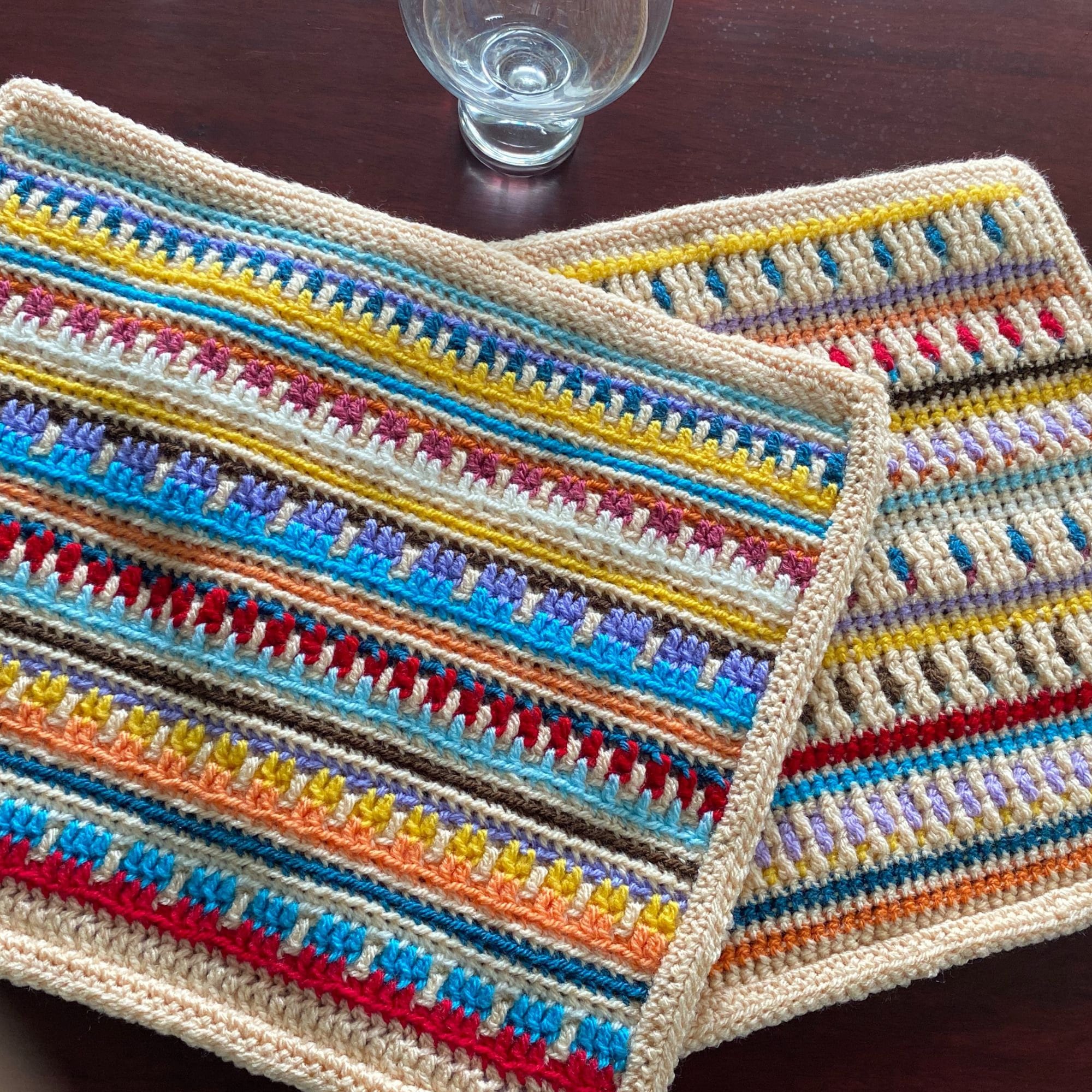 40 Rainbow Crochet Patterns to Brighten Home Decor, Gifts, and Everyday Accessories 27 Mosaic Crochet Placemat Pattern Reversible Rainbow Design