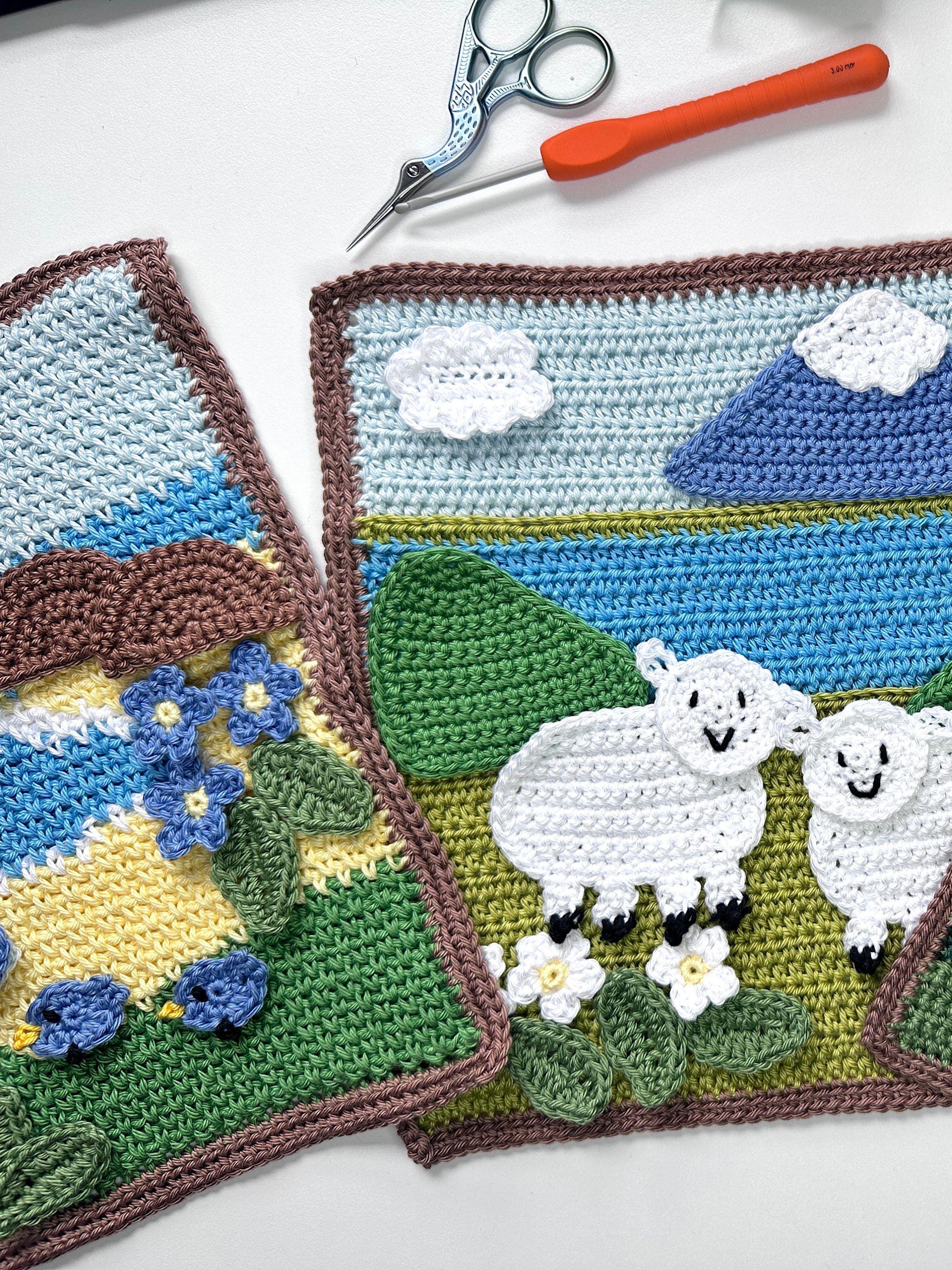 CROCHET PATTERN & VIDEO: Spring Landscapes Crochet Picture With 3 ...