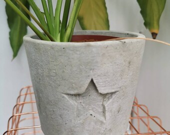 Rustic Concrete Planter, Star Pot, Organic Grey or Cream Planter, Outdoor Wedding Decor, Natural Conservatory or Home Decor, Botanical Gift