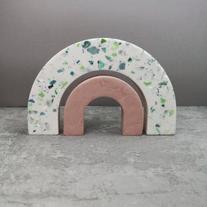 Terrazzo Rainbow, Speckled Jesmonite Arches, Unique Home Shelf Decor, Housewarming Gift, Gift for Her image 4