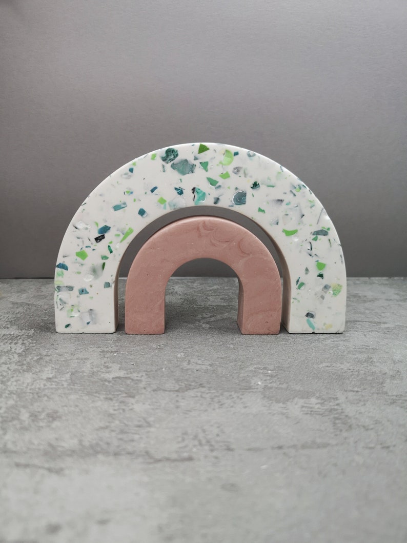 Terrazzo Rainbow, Speckled Jesmonite Arches, Unique Home Shelf Decor, Housewarming Gift, Gift for Her image 4