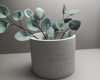 Large Granite Indoor Planter, Silver Grey Plant Pot Holder, 6 inches by 5 inches