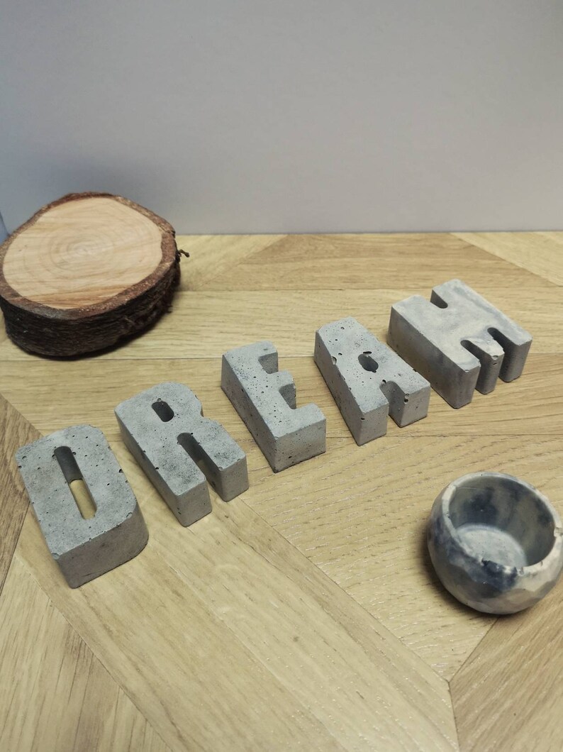 Concrete letters name sign word initials industrial decor Etsy