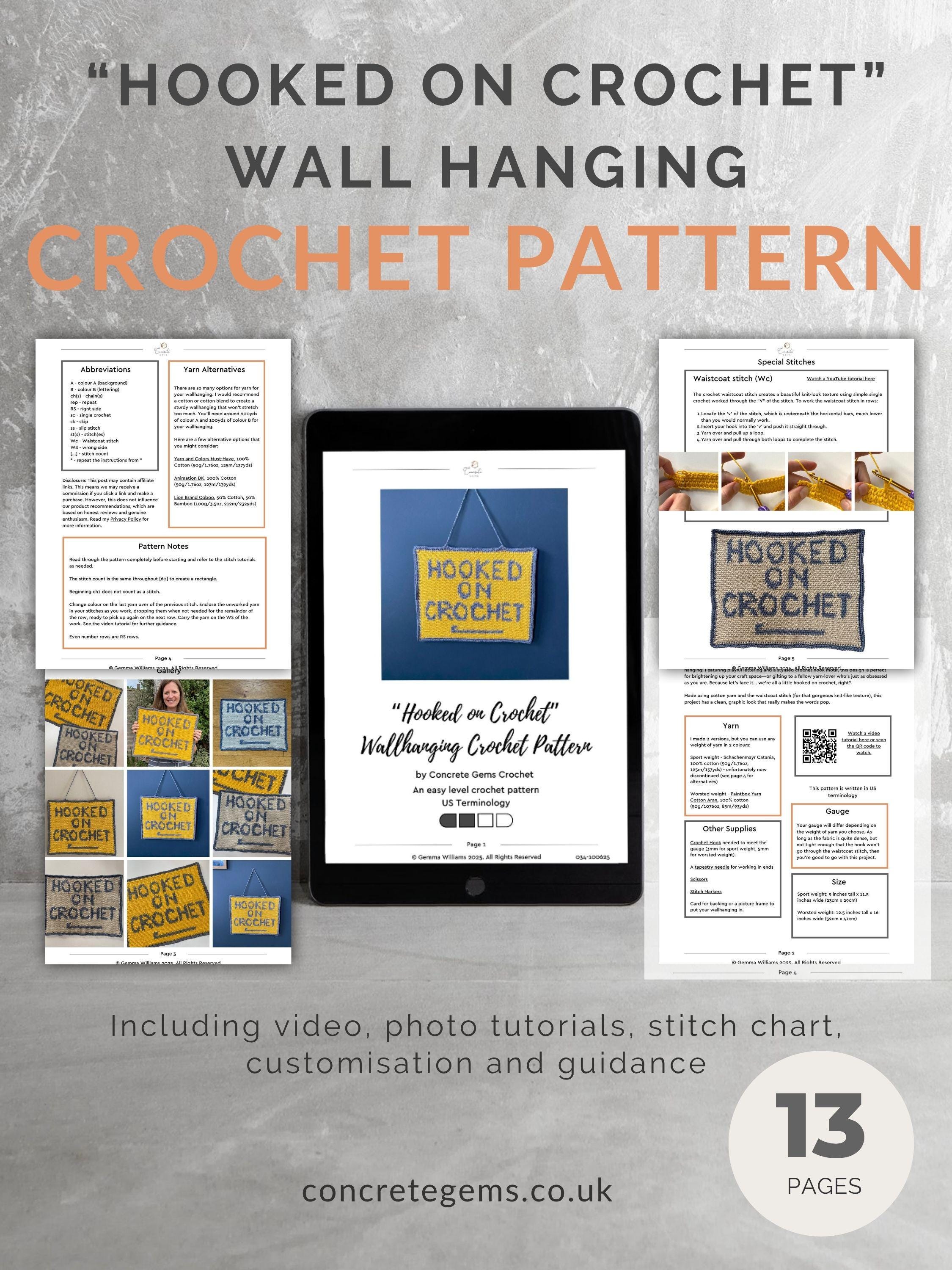 Hooked on Crochet Wall Art Pattern | Modern Tapestry (PDF Pattern) - Etsy