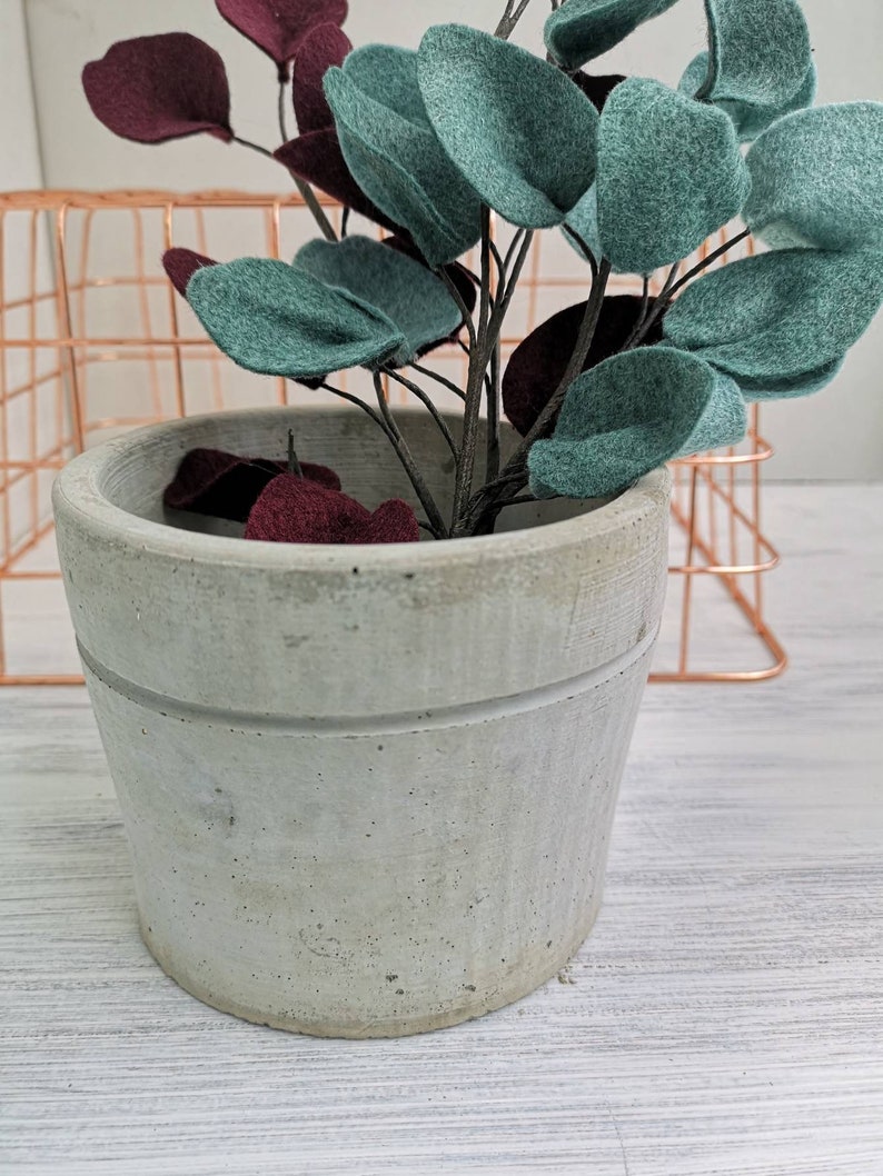 Rustic Concrete Planter, Stripe Pot, Organic Grey or Cream Planter, Outdoor Wedding Decor, Natural Conservatory or Home Decor, Botanic Gift image 3