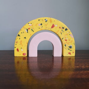 Terrazzo Rainbow, Speckled Jesmonite Arches, Unique Home Shelf Decor, Housewarming Gift, Gift for Her image 3