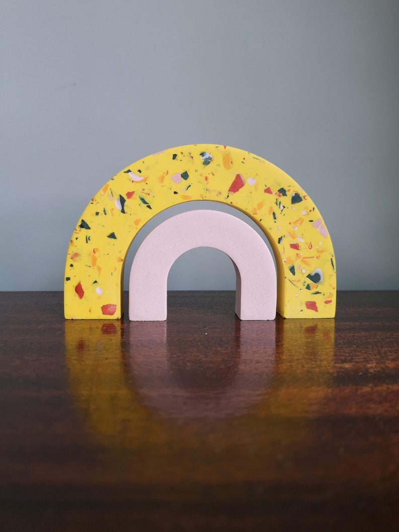 Terrazzo Rainbow, Speckled Jesmonite Arches, Unique Home Shelf Decor, Housewarming Gift, Gift for Her image 3