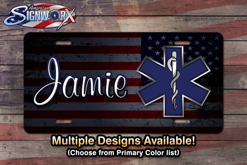 Paramedic EMS American Flag First Responder License Plate Etsy