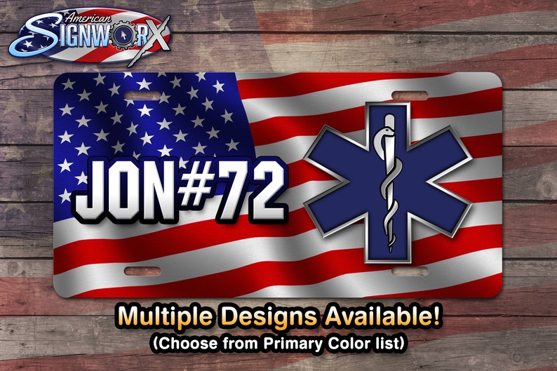 Paramedic EMS First Responder American Flag License Plate Etsy