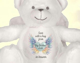 Personalised Angel Bear Memory Teddy Plush Handpicked For Earth By My Loved One In Heaven Remembrance Loss Pregnancy Keepsake Memorial Gift