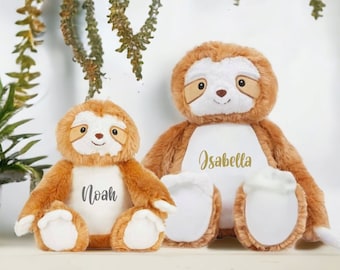 Personalised Sloth Soft Toy Cuddly Kids Gift Birthday Present Boy's Girl's Brother Sister Plush