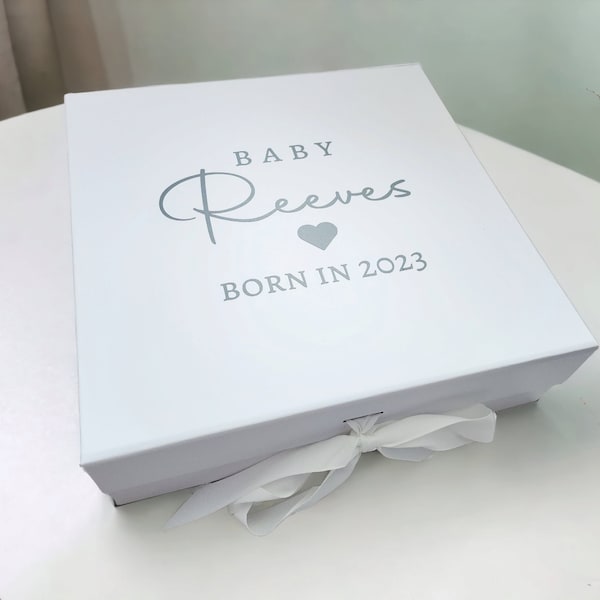 Personalised Baby Keepsake Memory Box Newborn Hospital Storage Girl Boy First Shoes Clothes Cards Personalised Basket Name Due Date Birth
