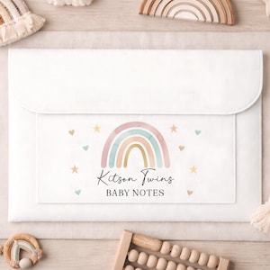 Personalised Maternity Notes Folder - Baby Medical File - Pregnancy Documents File - A4 Wallet - Mum to be Gift - Baby Paperwork Felt Pouch