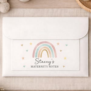 Personalised Maternity Notes Folder - Baby Medical File - Pregnancy Documents File - A4 Wallet - Mum to be Gift - Baby Paperwork Felt Pouch