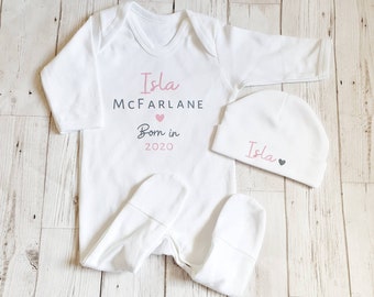 personalised born in 2020 sleepsuit