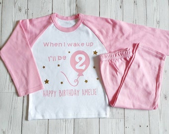 Birthday Pyjamas Pjs Personalised Shark Pink Blue Personalised