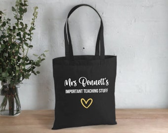 Personalised Teacher Bag Gift Important Teacher Stuff Tote End Of Year Present