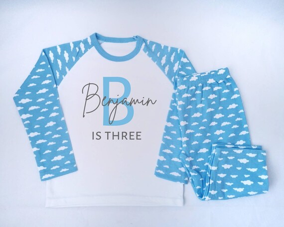 Personalised Name and Three Monochrome Birthday Pyjamas Boys Girls Gifts Pjs 3