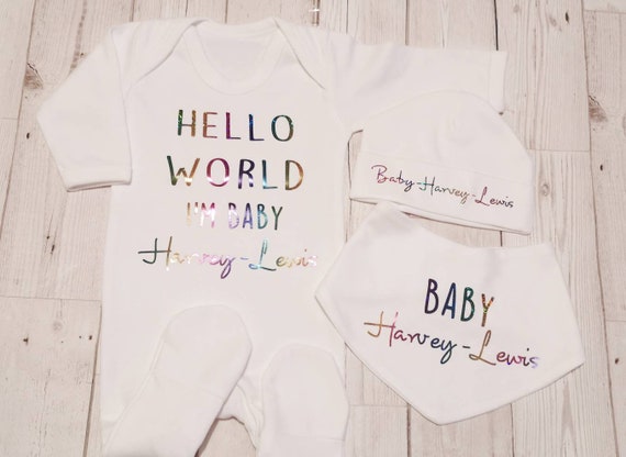 Personalised Your Text Baby Grow,Outfit,Sleepsuit Christmas Birthday Unique Gift