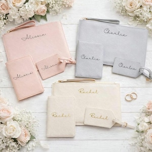 Personalised Travel Set - Custom Passport Cover and Luggage Tag - Gift for her - Bridal Gift- Birthday Gift - Leather Gift Set image 1