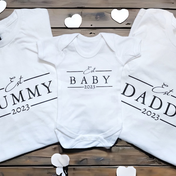 Mummy Daddy Baby Matching Set Mum Dad Parent Gifts Mini Blessing New Parents Present Est Date custom Pregnancy announcement